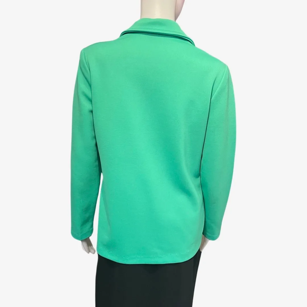 Vintage 1970s Green Polyester Button Down Blouse
