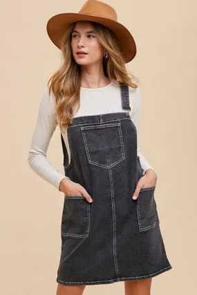 Wide Strap Denim Overall Dress