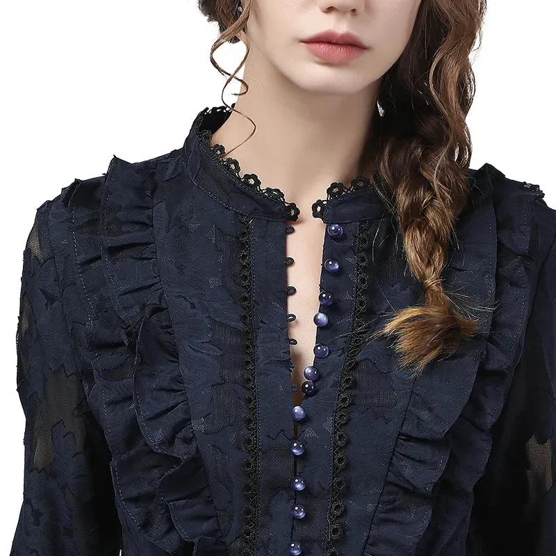 Women Long Flared Sleeve Lace Tops