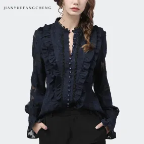 Women Long Flared Sleeve Lace Tops