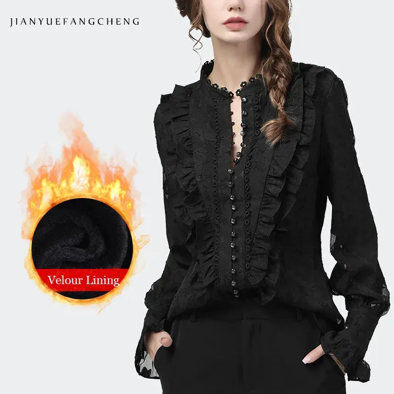 Women Long Flared Sleeve Lace Tops