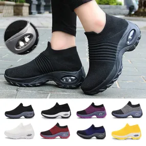 Women Tennis Shoes Air Cushion 5CM Height Increase Sports Sneakers Breathable Female Walking Sock Shoes Thick Bottom Platforms