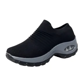 Women's Fashion Air Cushion Walking Shoes – Lightweight, Breathable Slip-On Sneakers with Thick Bottom for Casual Comfort
