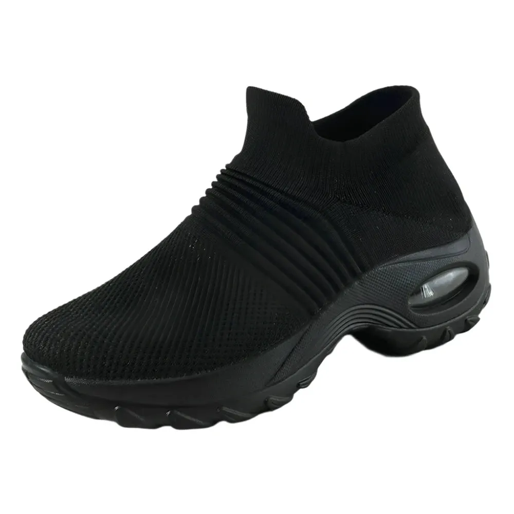 Women's Fashion Air Cushion Walking Shoes – Lightweight, Breathable Slip-On Sneakers with Thick Bottom for Casual Comfort
