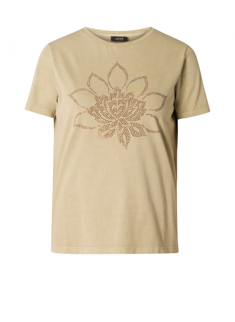Yazleen - T-shirt with Gold-coloured Studs